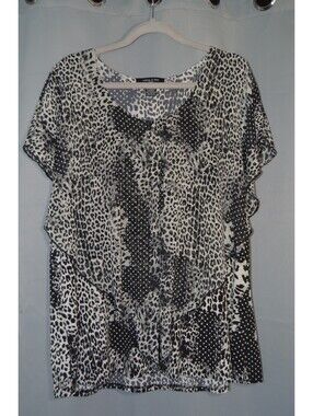 Adele and May animal print short sleeve blouse, 2x